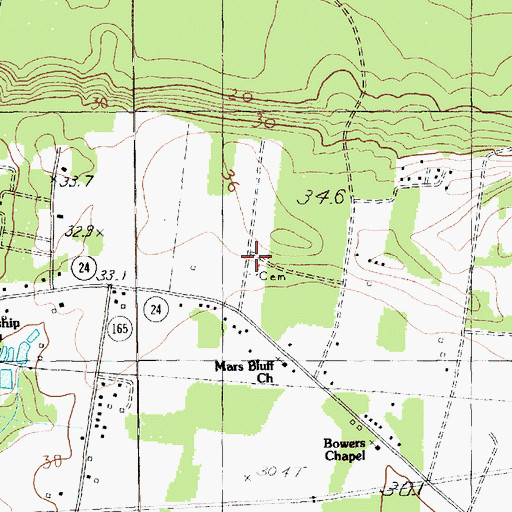 Topographic Map of Moody Cemetery, SC