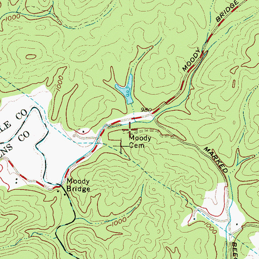 Topographic Map of Moody Cemetery, SC