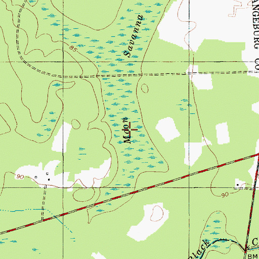 Topographic Map of Moon Savanna, SC