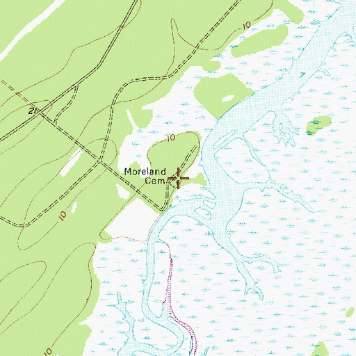 Topographic Map of Moreland Cemetery, SC