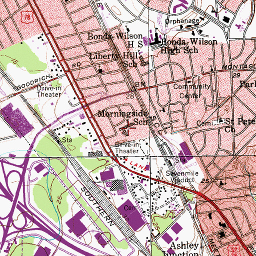 Topographic Map of Morningside Middle School, SC