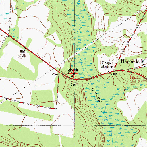 Topographic Map of Morris Chapel, SC