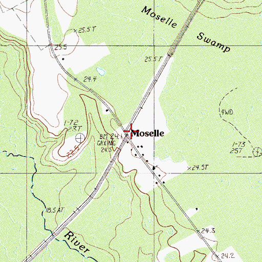 Topographic Map of Moselle, SC
