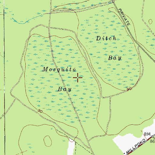 Topographic Map of Mosquito Bay, SC