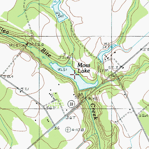 Topographic Map of Moss Lake, SC