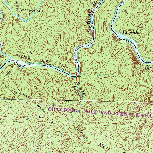 Topographic Map of Moss Mill Creek, SC