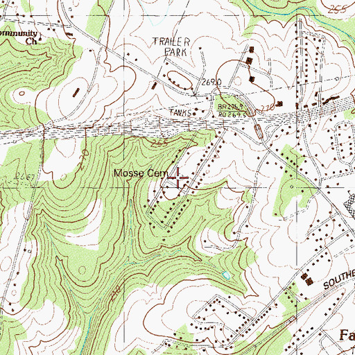 Topographic Map of Mosse Cemetery, SC