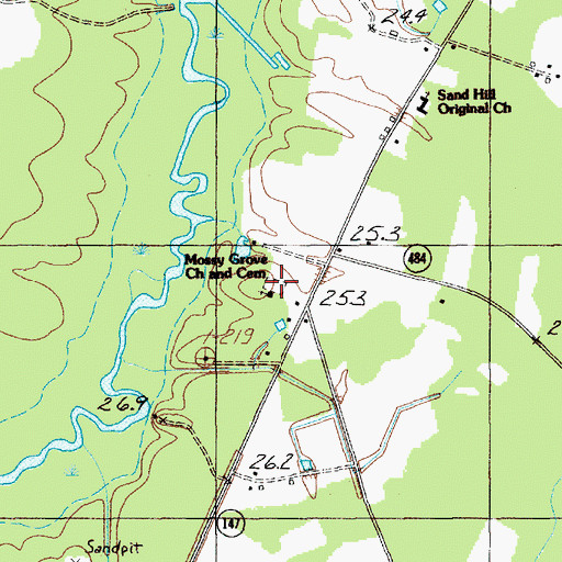 Topographic Map of Mossy Grove Church, SC