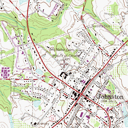 Topographic Map of Mount of Olives Cemetery, SC