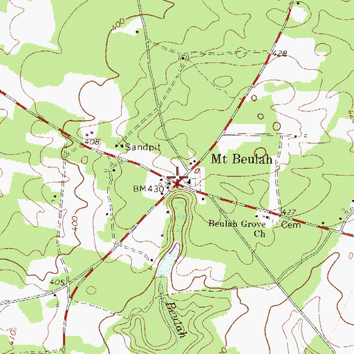 Topographic Map of Mount Beulah, SC