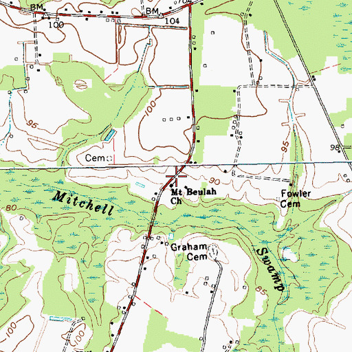 Topographic Map of Mount Beulah Church, SC