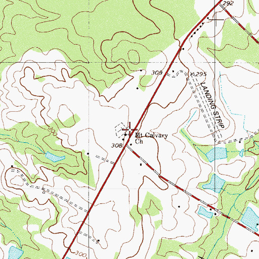 Topographic Map of Mount Calvary Church, SC