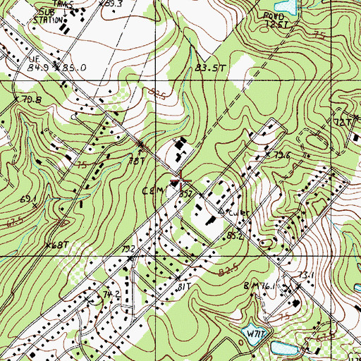 Topographic Map of Mount Calvary Church, SC