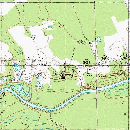Topographic Map of Mount Calvary Church, SC