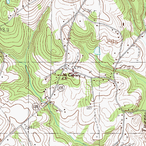 Topographic Map of Mount Calvary Church, SC