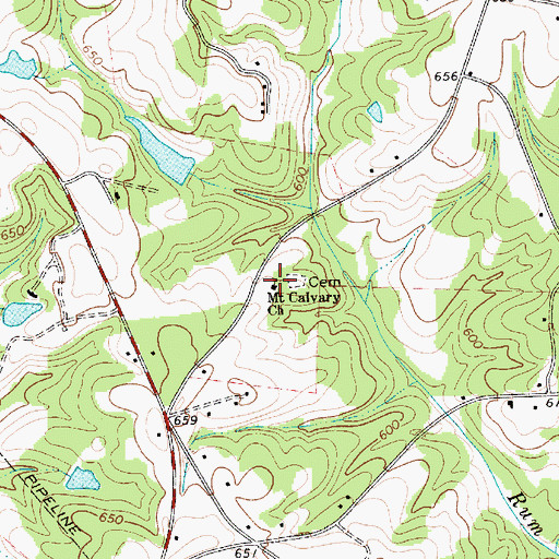 Topographic Map of Mount Calvary Church, SC