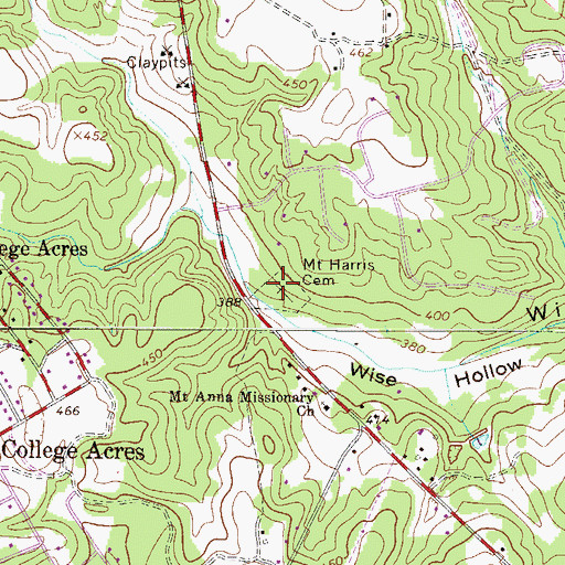 Topographic Map of Mount Harris Cemetery, SC