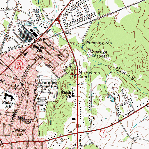 Topographic Map of Mount Hebron Cemetery, SC