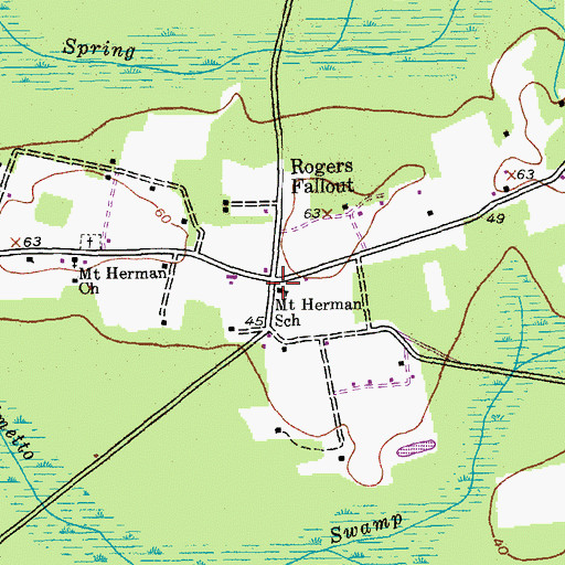 Topographic Map of Mount Herman School, SC
