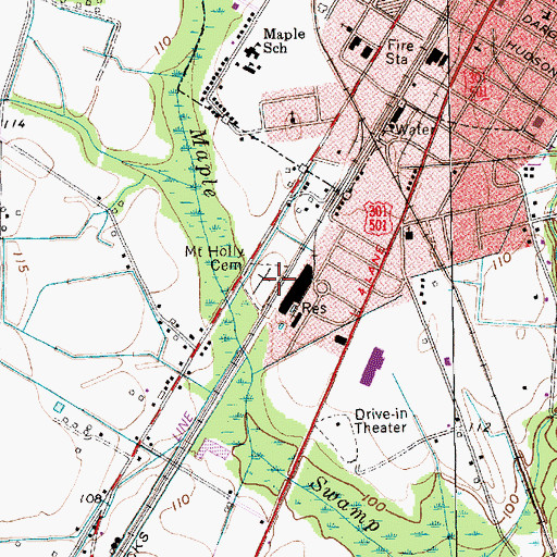 Topographic Map of Mount Holly Cemetery, SC