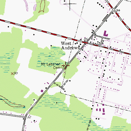 Topographic Map of Mount Lebanon Cemetery, SC
