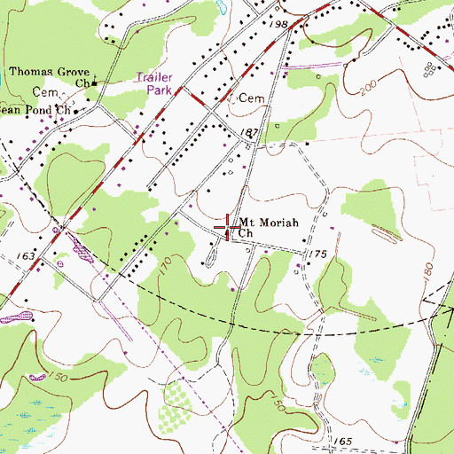 Topographic Map of Mount Moriah Church, SC