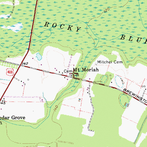 Topographic Map of Mount Moriah Church, SC