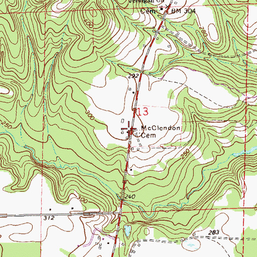 Topographic Map of McClendon Cemetery, AL