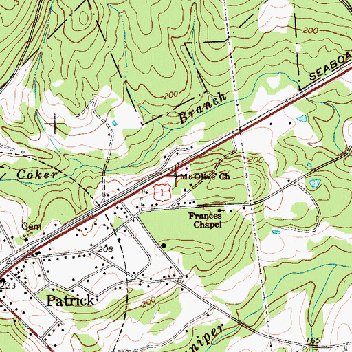 Topographic Map of Mount Olive Church, SC