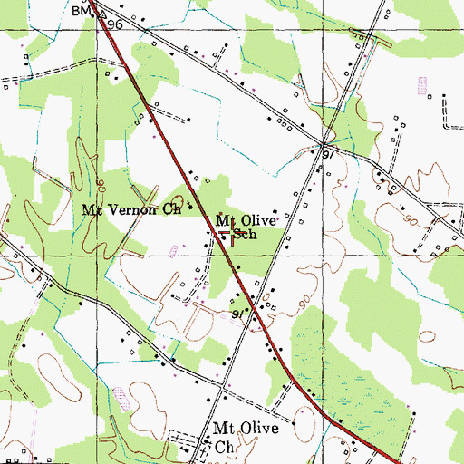 Topographic Map of Mount Olive School, SC