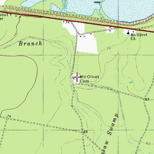 Topographic Map of Mount Olivet Cemetery, SC