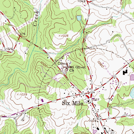 Topographic Map of Mount Olivet Church, SC