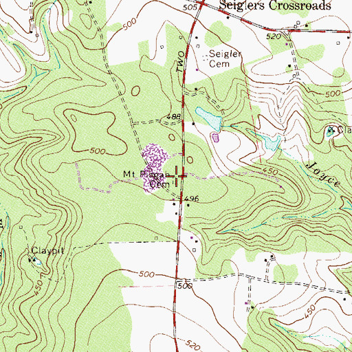 Topographic Map of Mount Pisgah Cemetery, SC