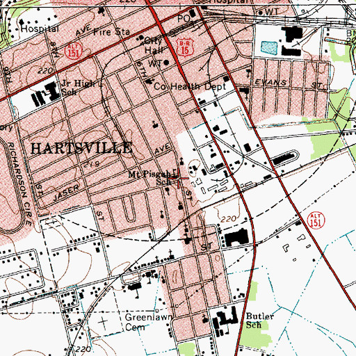 Topographic Map of Mount Pisgah School, SC