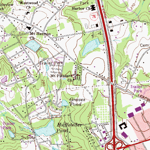 Topographic Map of Mount Pleasant Church, SC