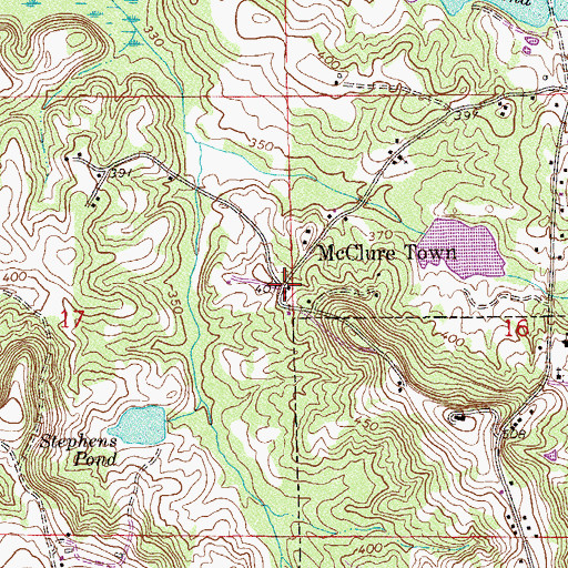 Topographic Map of McClure Town, AL