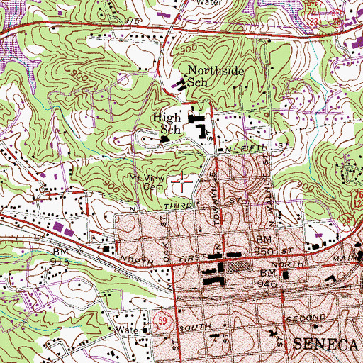 Topographic Map of Mount View Cemetery, SC