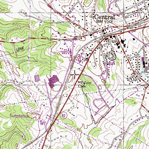 Topographic Map of Mount Zion Cemetery, SC