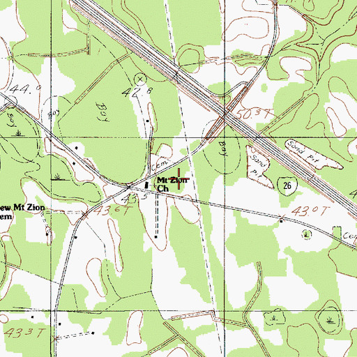 Topographic Map of Mount Zion Church, SC