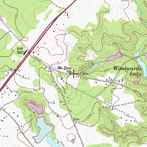 Topographic Map of Mount Zion Church, SC