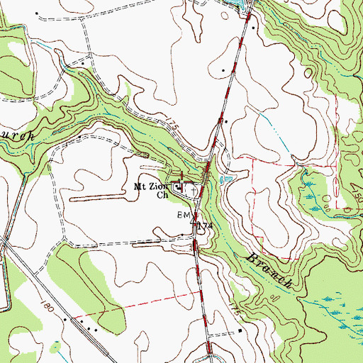 Topographic Map of Mount Zion Church, SC
