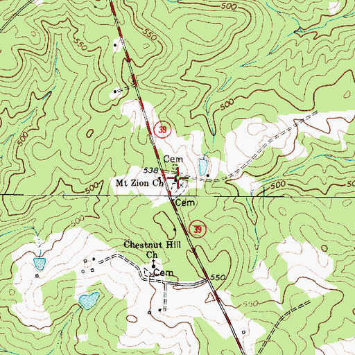 Topographic Map of Mount Zion Church, SC