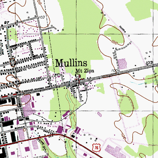 Topographic Map of Mount Zion Church, SC