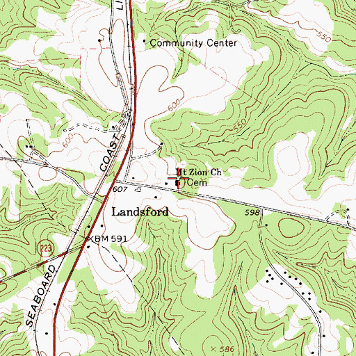 Topographic Map of Mount Zion Church, SC
