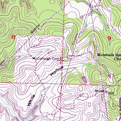 Topographic Map of McCollough Cemetery, AL