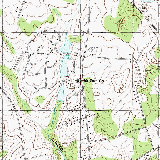 Topographic Map of Mount Zion Church, SC