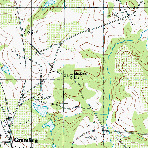 Topographic Map of Mount Zion Church, SC