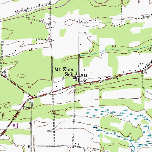 Topographic Map of Mount Zion Elementary School, SC