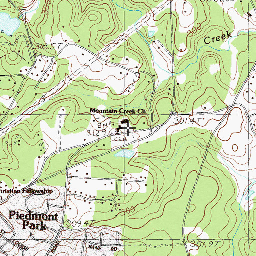 Topographic Map of Mountain Creek Church, SC