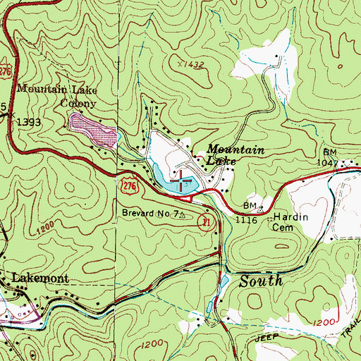 Topographic Map of Mountain Lake, SC